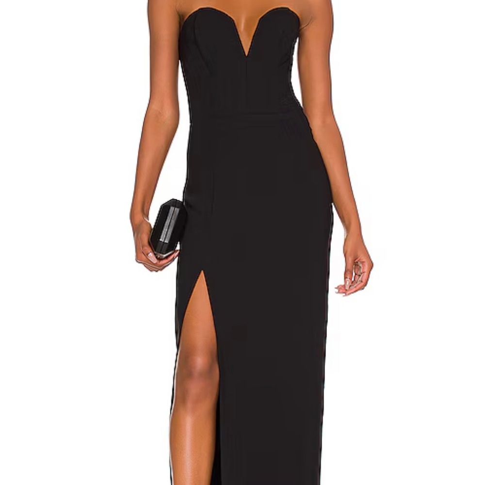 Amanda Uprichard Black Strapless Sweetheart Gown